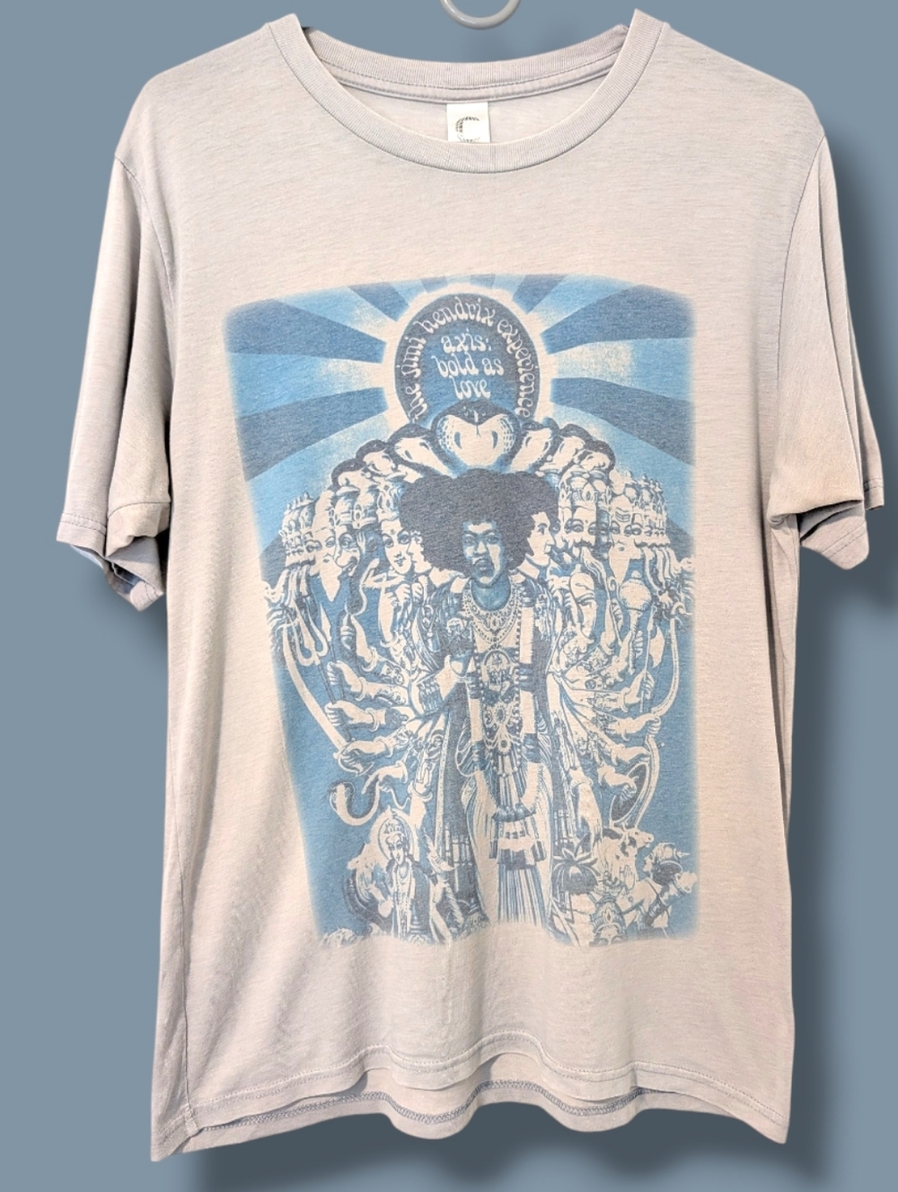 Jimi Hendrix Vintage Axis: Bold As Love Blue Grey Crewneck Graphic Tee M